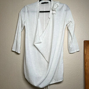 SACRA Tokyo Blouse Ruffle Tunic Oatmeal Color Size 38(Approx. M)